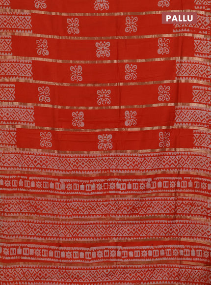 Orange Semi Chanderi Saree - Batik Prints