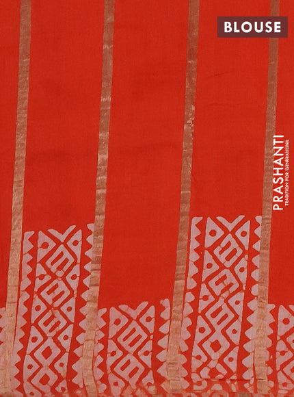 Orange Semi Chanderi Saree - Batik Prints