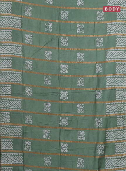 Pastel Green Semi Chanderi Saree - Batik Prints