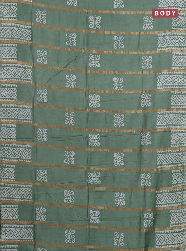 Pastel Green Semi Chanderi Saree - Batik Prints