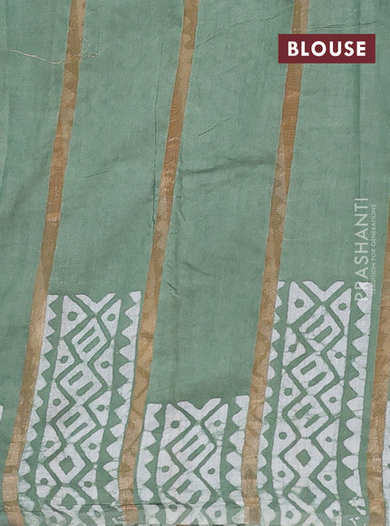 Pastel Green Semi Chanderi Saree - Batik Prints