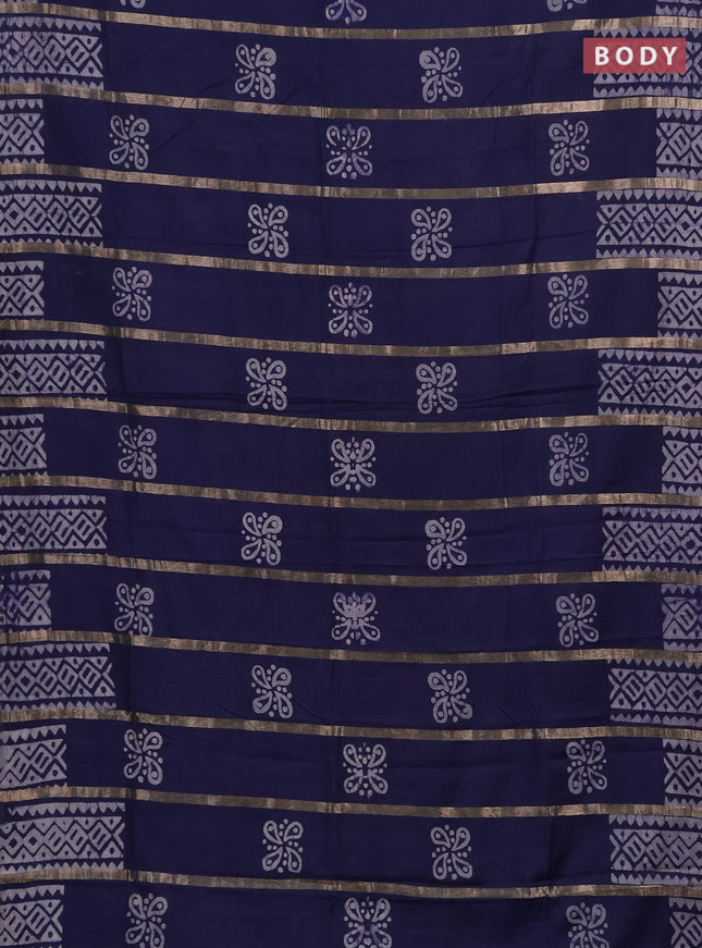 Blue Semi Chanderi Saree - Batik Prints