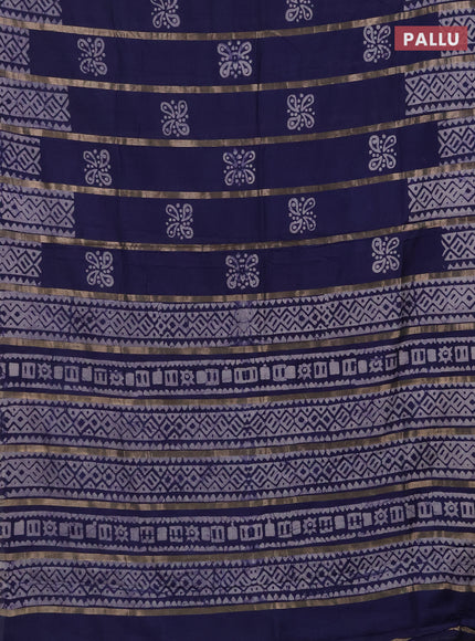 Blue Semi Chanderi Saree - Batik Prints