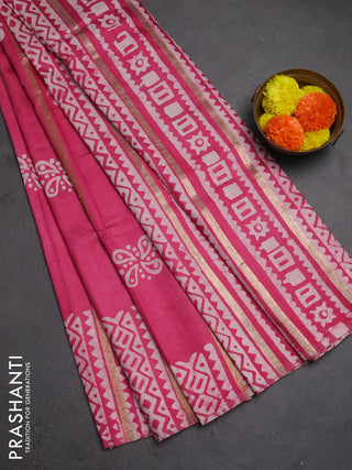 Pink Semi Chanderi Saree - Batik Prints