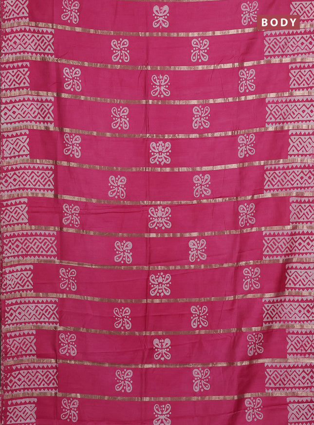 Pink Semi Chanderi Saree - Batik Prints