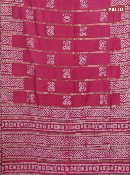 Pink Semi Chanderi Saree - Batik Prints
