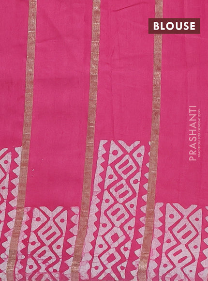 Pink Semi Chanderi Saree - Batik Prints