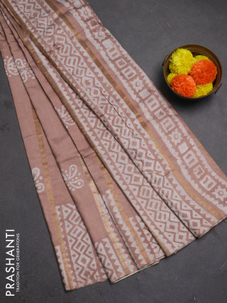 Beige Semi Chanderi Saree - Batik Prints