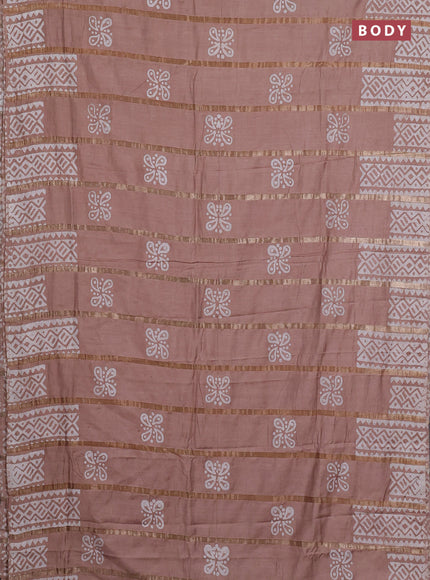 Beige Semi Chanderi Saree - Batik Prints