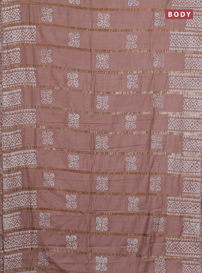 Beige Semi Chanderi Saree - Batik Prints