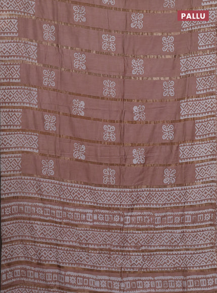 Beige Semi Chanderi Saree - Batik Prints
