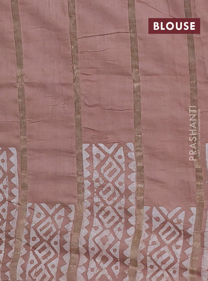 Beige Semi Chanderi Saree - Batik Prints