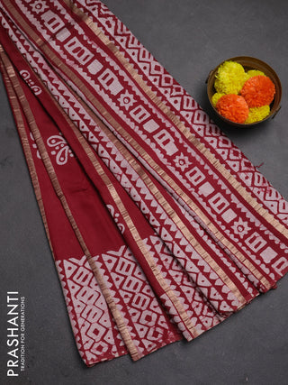 Maroon Semi Chanderi Saree - Batik Prints