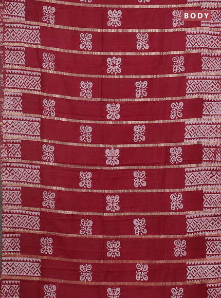 Maroon Semi Chanderi Saree - Batik Prints