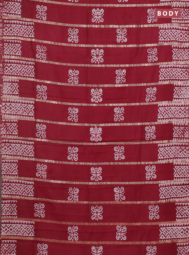 Maroon Semi Chanderi Saree - Batik Prints