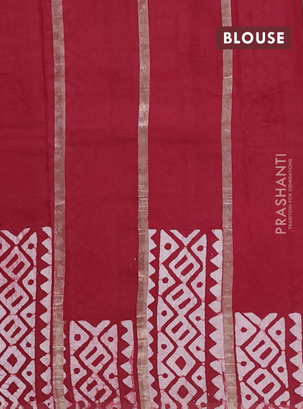 Maroon Semi Chanderi Saree - Batik Prints