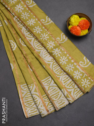 Mehendi Green Semi Chanderi Saree - Batik Prints