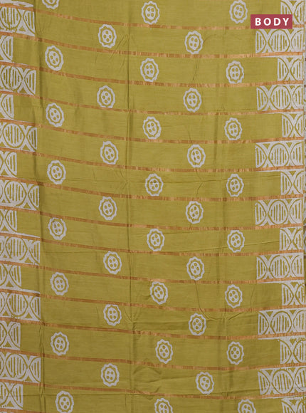 Mehendi Green Semi Chanderi Saree - Batik Prints