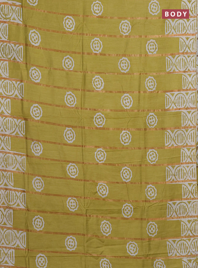 Mehendi Green Semi Chanderi Saree - Batik Prints