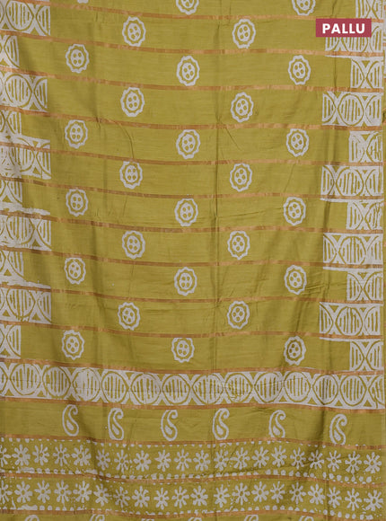 Mehendi Green Semi Chanderi Saree - Batik Prints