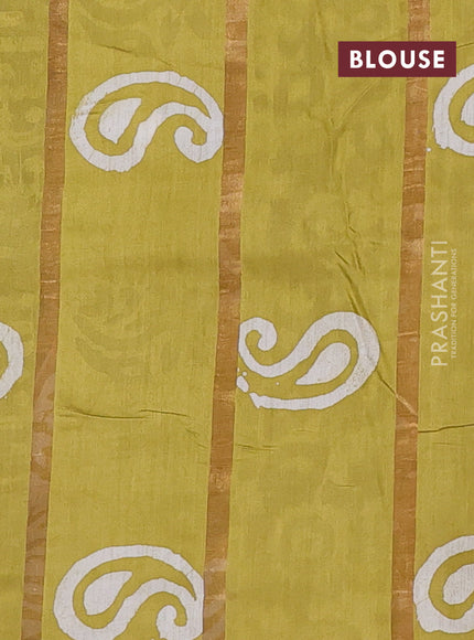 Mehendi Green Semi Chanderi Saree - Batik Prints