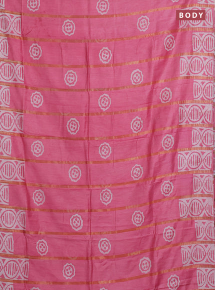Pink Semi Chanderi Saree - Batik Prints