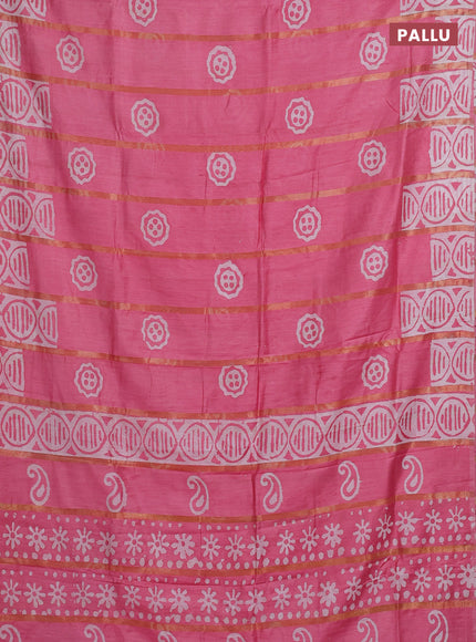 Pink Semi Chanderi Saree - Batik Prints