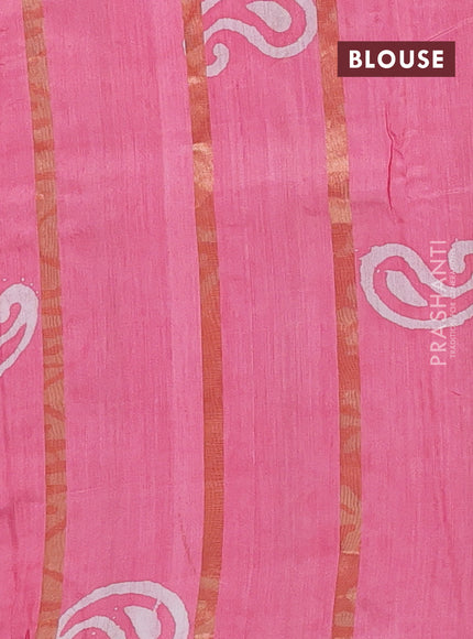 Pink Semi Chanderi Saree - Batik Prints