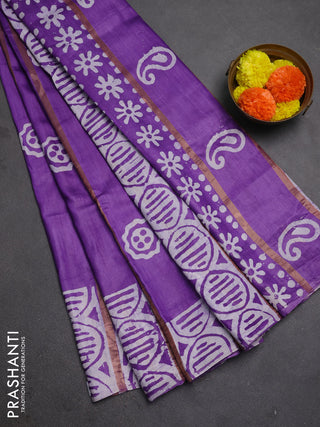 Purple Semi Chanderi Saree - Batik Prints