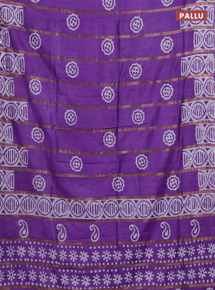 Purple Semi Chanderi Saree - Batik Prints