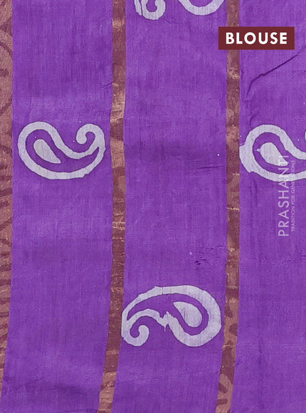 Purple Semi Chanderi Saree - Batik Prints