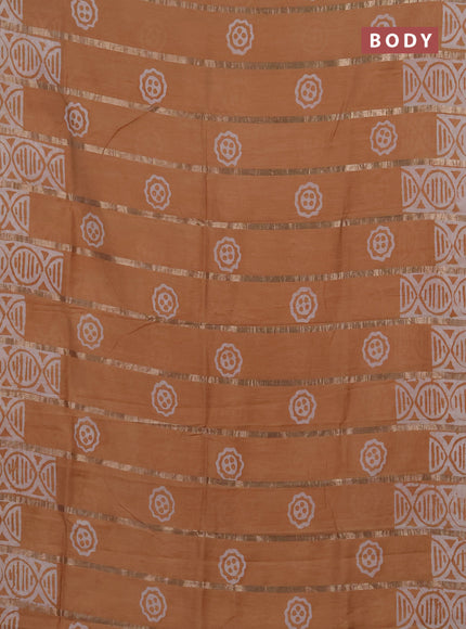 Beige Semi Chanderi Saree - Batik Prints