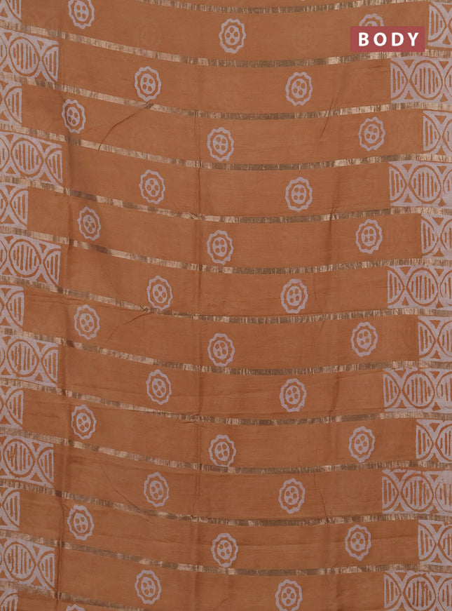 Beige Semi Chanderi Saree - Batik Prints