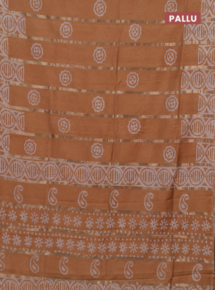 Beige Semi Chanderi Saree - Batik Prints