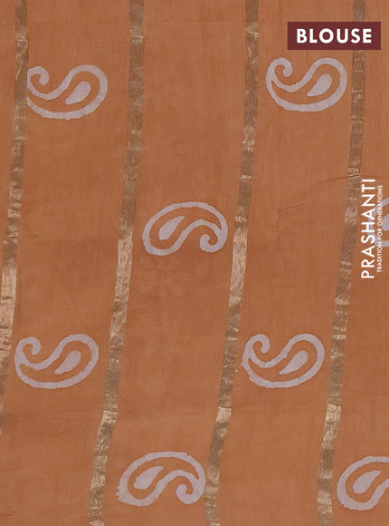 Beige Semi Chanderi Saree - Batik Prints