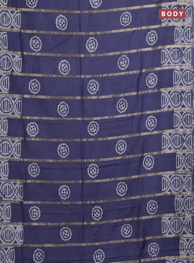 Grey Semi Chanderi Saree - Batik Prints