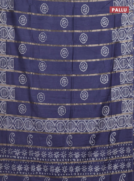 Grey Semi Chanderi Saree - Batik Prints