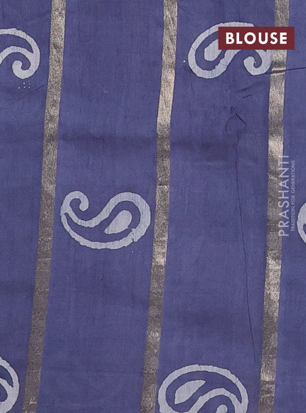 Grey Semi Chanderi Saree - Batik Prints