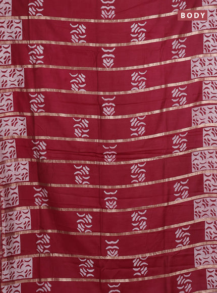Maroon Semi Chanderi Saree - Batik Prints