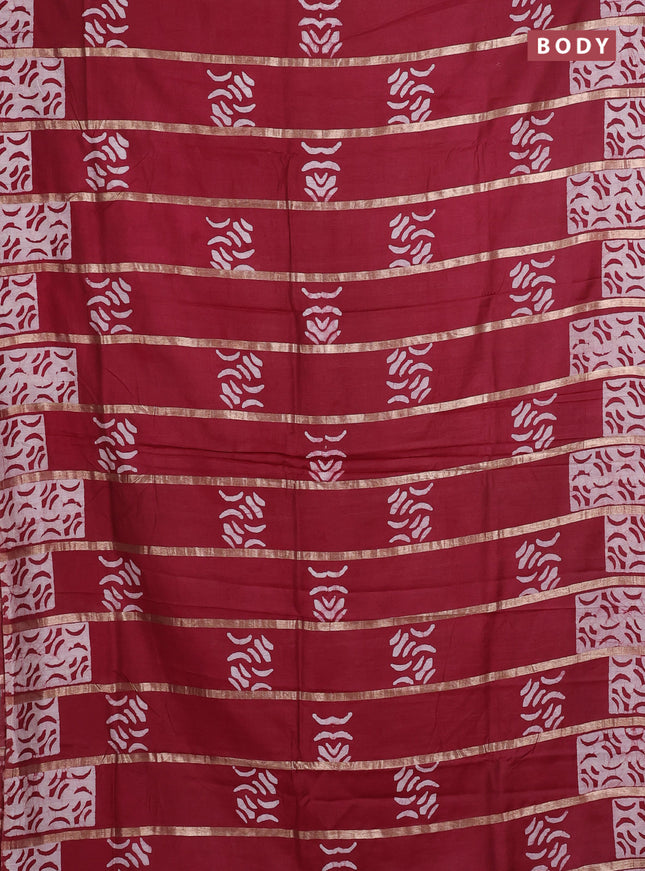 Maroon Semi Chanderi Saree - Batik Prints