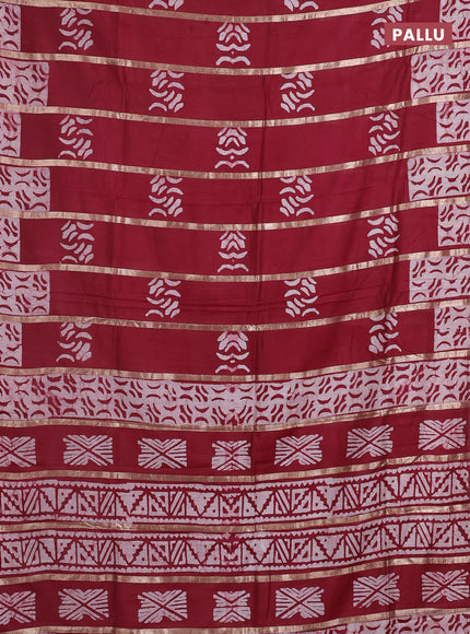 Maroon Semi Chanderi Saree - Batik Prints