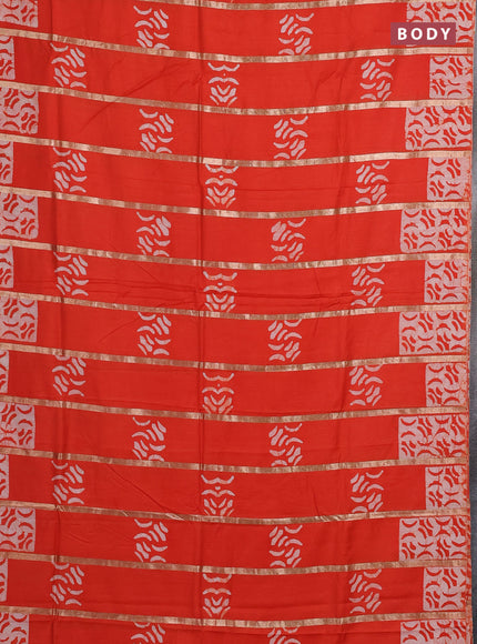 Orange Semi Chanderi Saree - Batik Prints