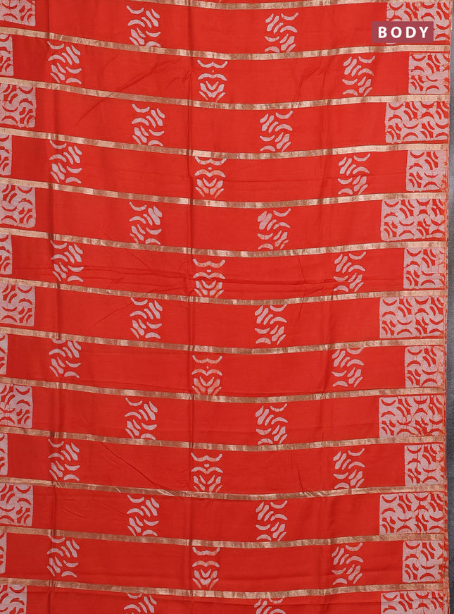 Orange Semi Chanderi Saree - Batik Prints