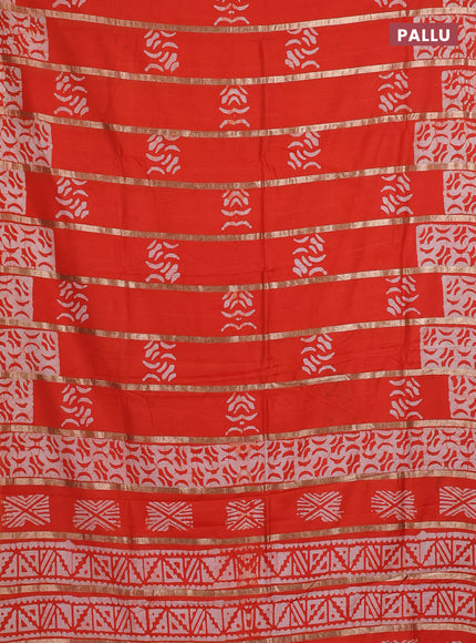 Orange Semi Chanderi Saree - Batik Prints