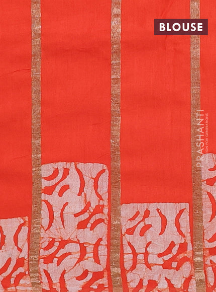 Orange Semi Chanderi Saree - Batik Prints