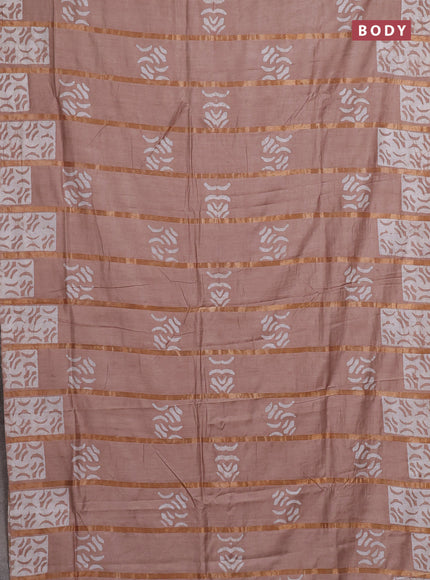 Pastel Brown Semi Chanderi Saree - Batik Prints