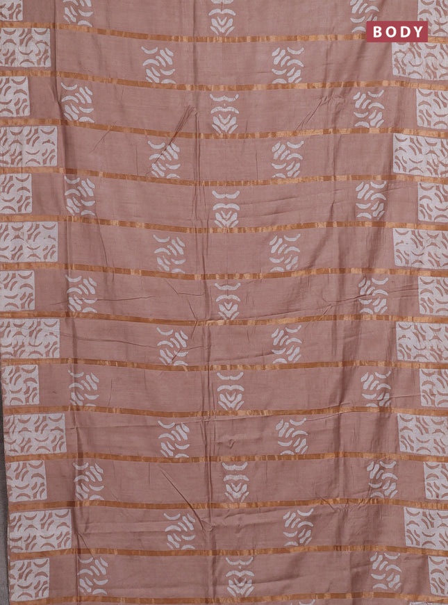 Pastel Brown Semi Chanderi Saree - Batik Prints