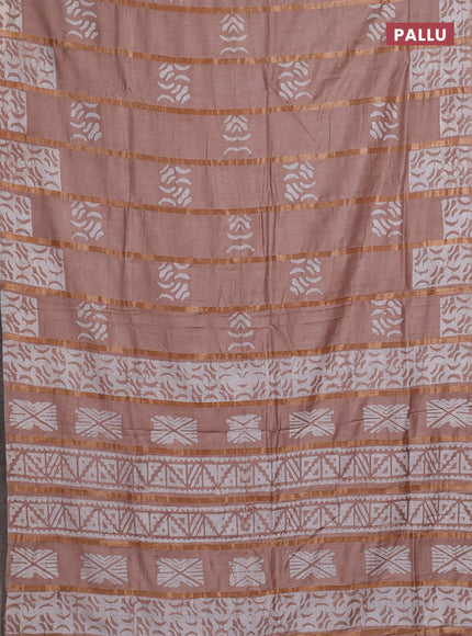 Pastel Brown Semi Chanderi Saree - Batik Prints