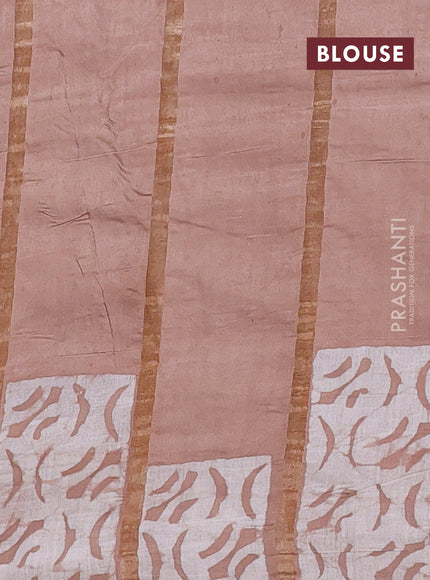 Pastel Brown Semi Chanderi Saree - Batik Prints