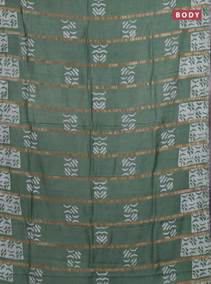 Pastel Green Semi Chanderi Saree - Batik Prints